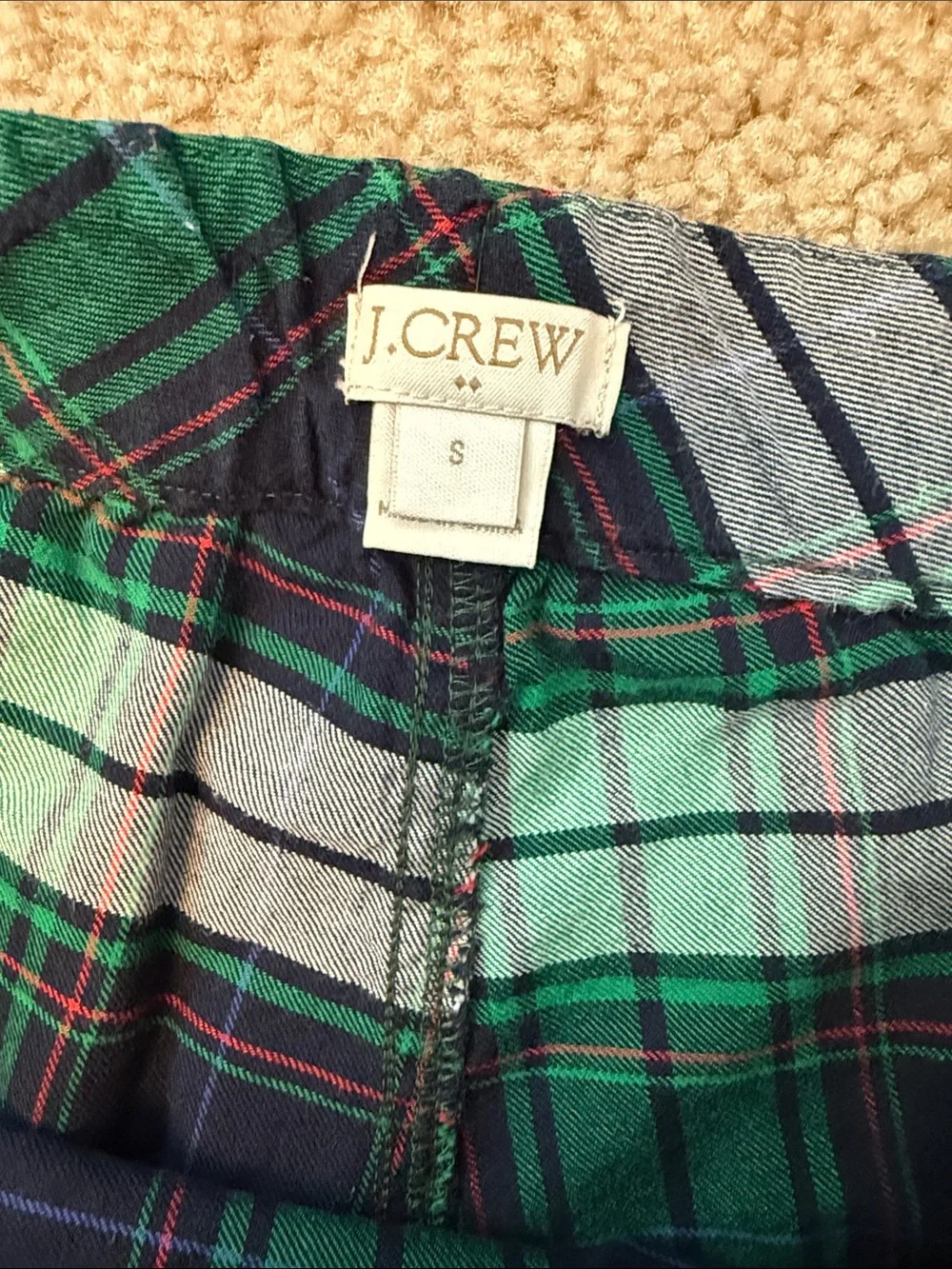 J. Crew Men’s Navy & Green Plaid Lounge pants small